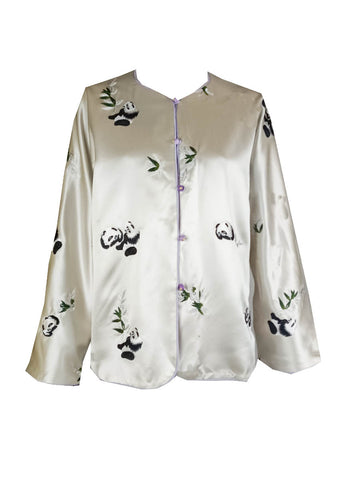 2240012 Reversible Panda Embroidered Silk Jacket