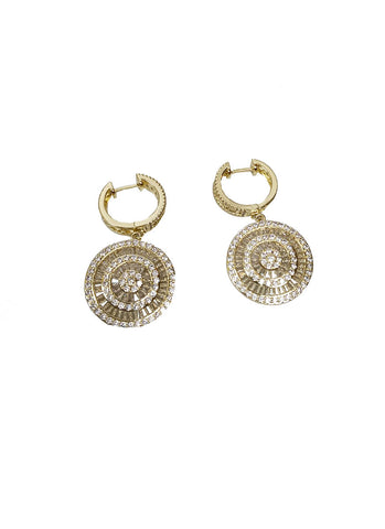4240008 Diamond Filled Round Shaped Earrings *Gold