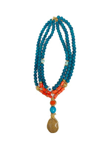 7230069 Layered Beads Natutal Stone Necklace *Blue