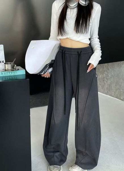 4250001 Wide-Leg Drawstring Sweatpants *Dark Grey