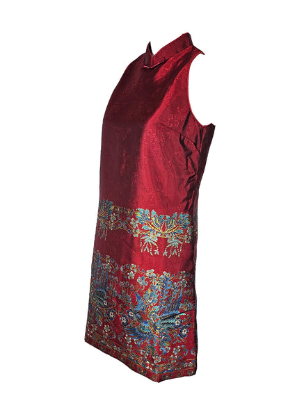 1240002 Mandarin Collar Embroidered Cheongsam *Red