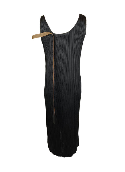 1240011 Pleated Straps Slip Dress  *Black
