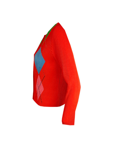 1240013 Pocket Pleated Cardigan *Red
