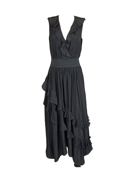 1240018 V-Neckline Ruffles Maxi Dress *Last Piece