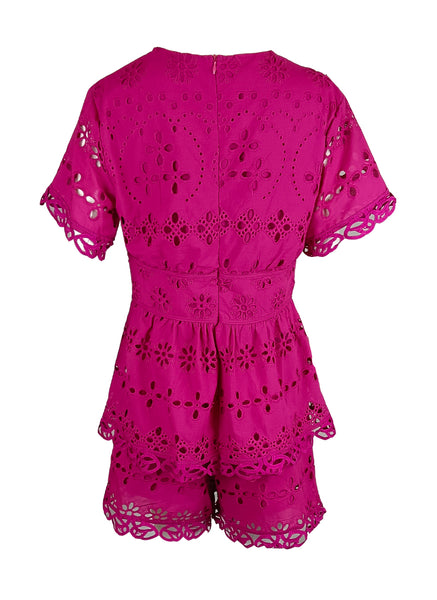 1240020 Lace Top & Shorts Set *Pink