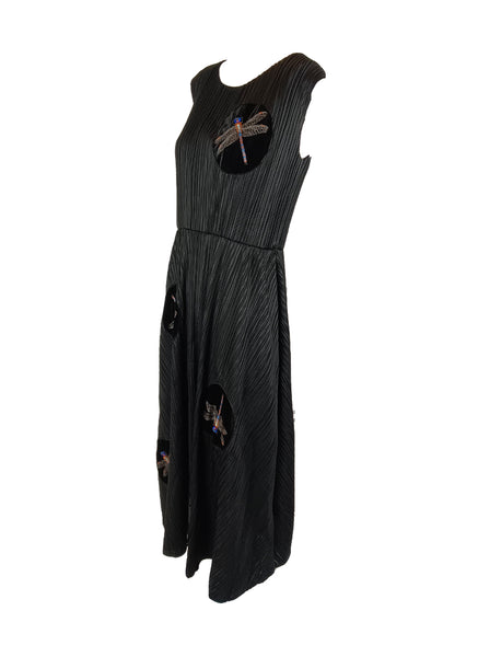 1230028 Dragon Fly Pleated Dress *Black