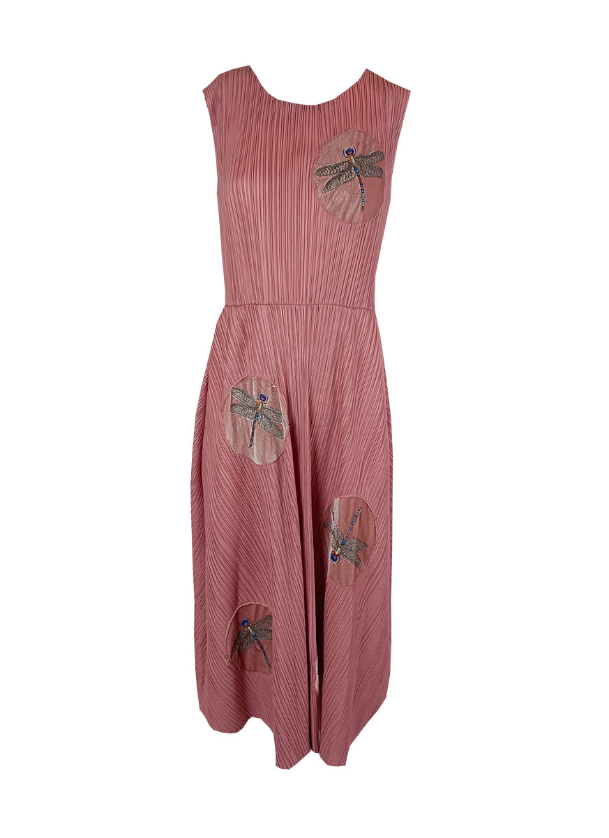 1230028 Dragon Fly Pleated Dress *Pink