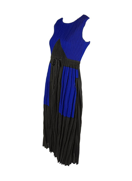 1240029 2 Tone Pleated Dress *Blue