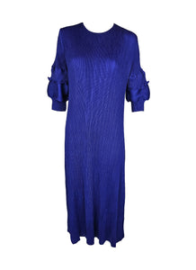 1240041 Puffy Sleeve Pleated Dress *Blue