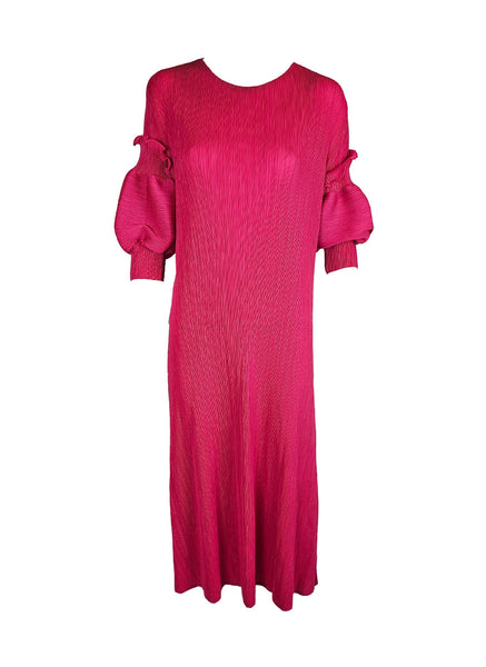 1240041 Puffy Sleeve Pleated Dress *Pink *Last Piece