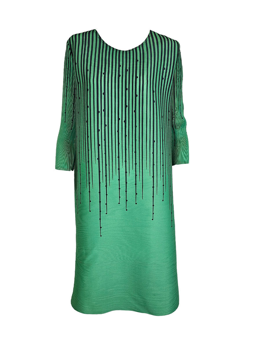 1240042 A-Line Pleated Dress *Green