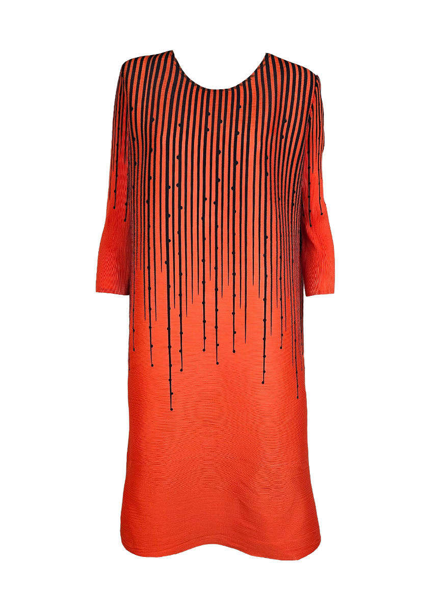 1240042 A-Line Pleated Dress *Orange