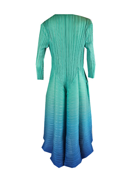 1240043 Tie Dye Pleated Flare Dress *Green