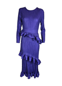 1240044 Ruffled Layered Pleats Dress *Purple