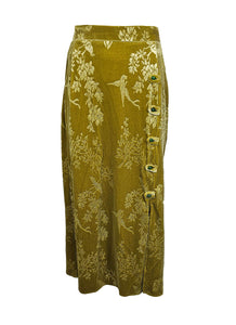 1240070 Floral Embossed Velvet Skirt *Yellow