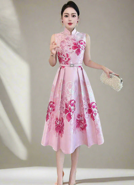 1250008 Mandarin Collar Cheongsam *Pink