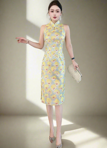 1250009 Halter Neck Cheongsam *Yellow