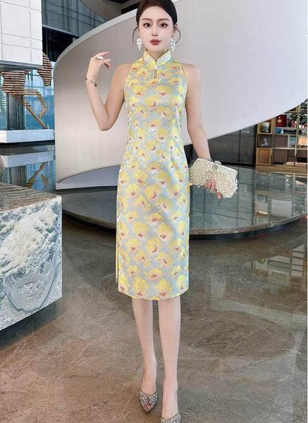 1250009 Halter Neck Cheongsam *Yellow