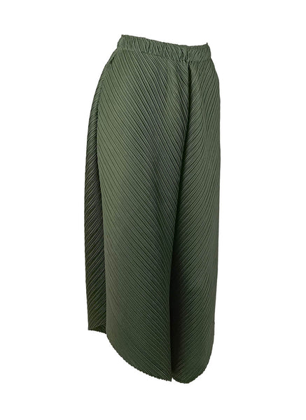 1250021 Wide Leg Pleated Pants *Green