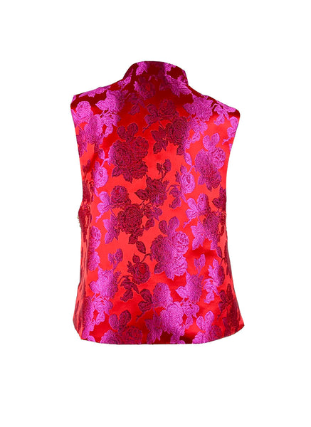 1250025 Embroidery Sleeveless Silk Vest Top