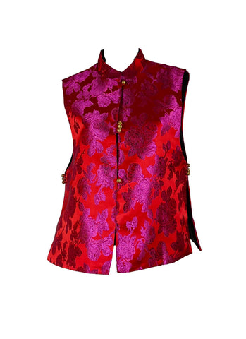 1250025 Embroidery Sleeveless Silk Vest Top