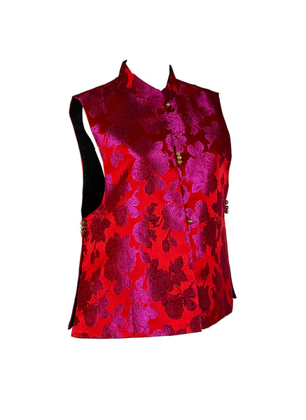 1250025 Embroidery Sleeveless Silk Vest Top