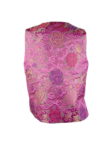 1250026 Silk Jacquard Embroidery Sleeveless Vest Top *Pink