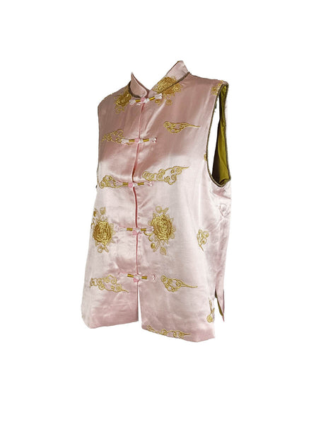 1250029 Embroidered Sleeveless Vest Top *Pink