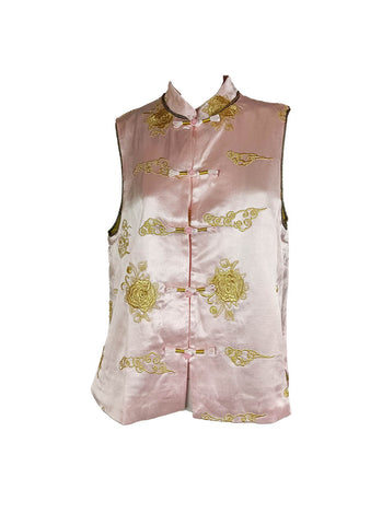 1250029 Embroidered Sleeveless Vest Top *Pink