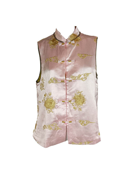 1250029 Embroidered Sleeveless Vest Top *Pink