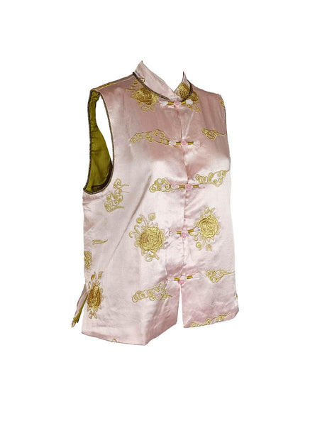 1250029 Embroidered Sleeveless Vest Top *Pink