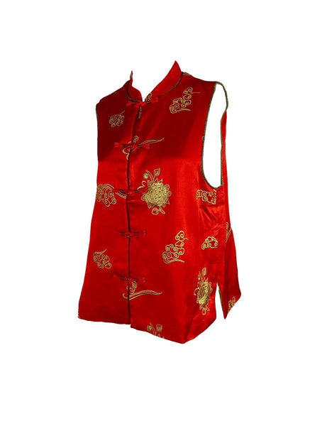 1250029 Embroidered Sleeveless Vest Top *Red