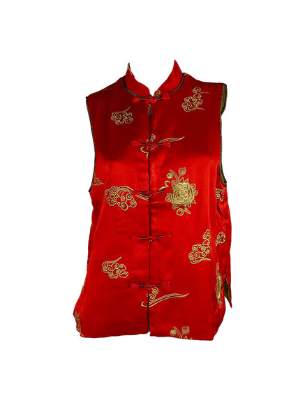 1250029 Embroidered Sleeveless Vest Top *Red