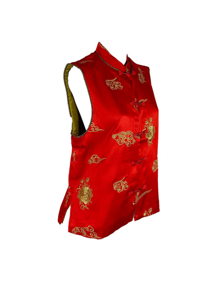 1250029 Embroidered Sleeveless Vest Top *Red