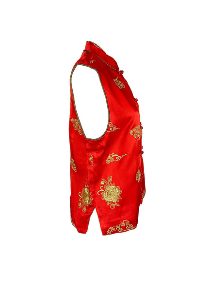 1250029 Embroidered Sleeveless Vest Top *Red