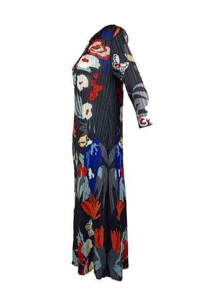 1250035 Printed Long Sleeve Pleats Dress *Last Piece