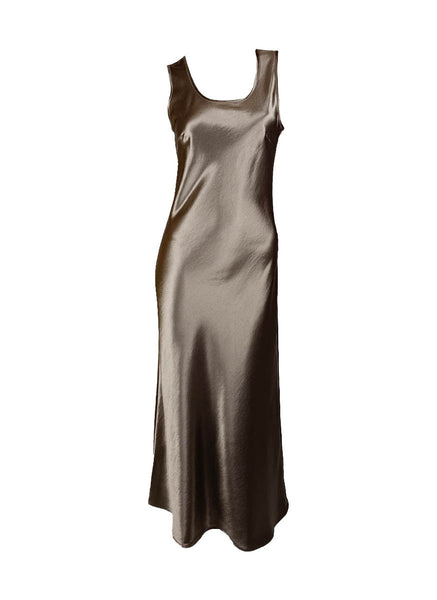 1250040 Round Neck Satin Sleeveless Suspender Dress *Last Piece