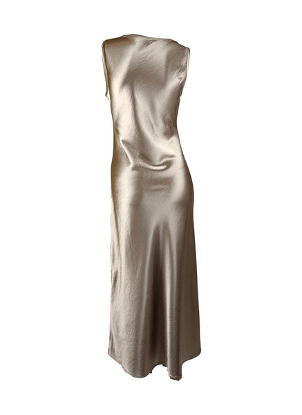 1250040 Round Neck Satin Sleeveless Suspender Dress *Last Piece