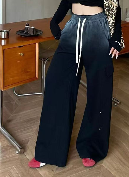 4250002 Tie-Dye Wide-Leg Sweatpants *Black