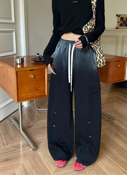 4250002 Tie-Dye Wide-Leg Sweatpants *Black