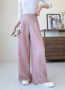 3250014 Wide Leg Linen Pants *Pink