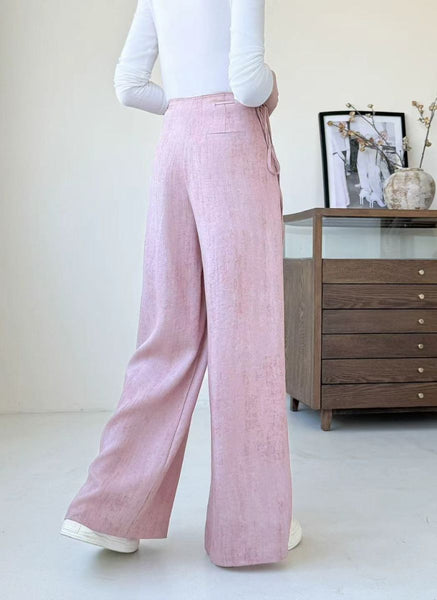 3250014 Wide Leg Linen Pants *Pink