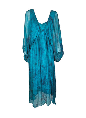 3240010 Gradient Color Silk Dress *Green *Last Piece