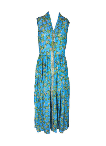 3240017 Leaf Printed Sleeveless Dress