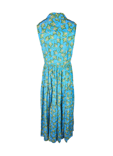 3240017 Leaf Printed Sleeveless Dress