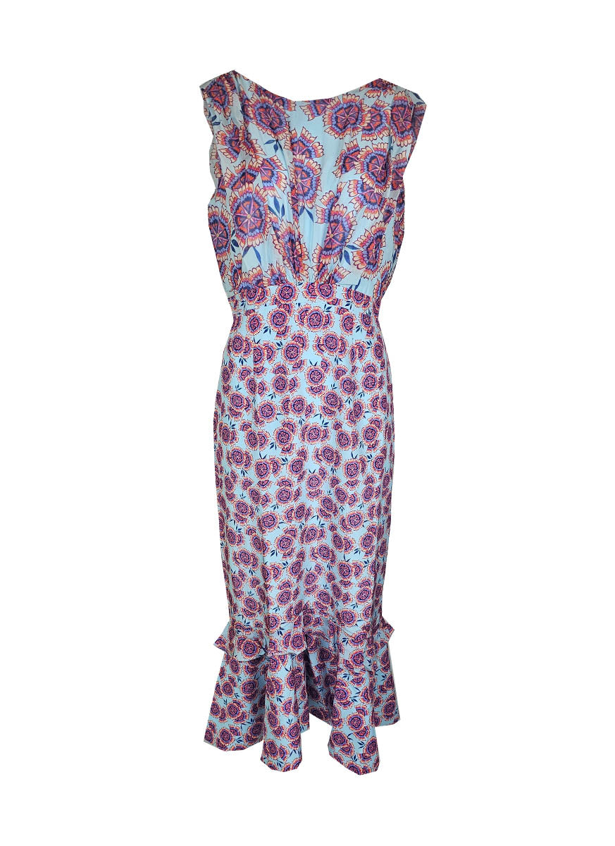 3240022 Floral Printed Fishtail Dress *Last Piece