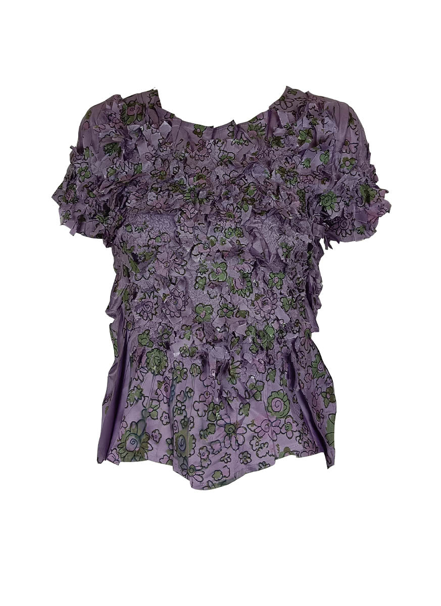 3240049 Floral Printed Texture Top *Purple – Ns' Boutiques