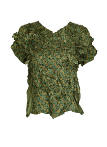 3240050 Floral Printed Texture Top *Green