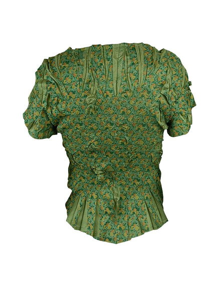 3240050 Floral Printed Texture Top *Green