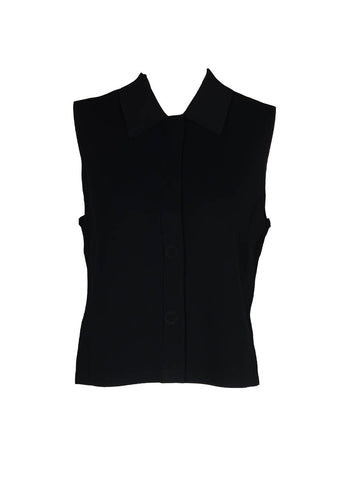 3240059 Shirt Collar Sleeveless Top *Black